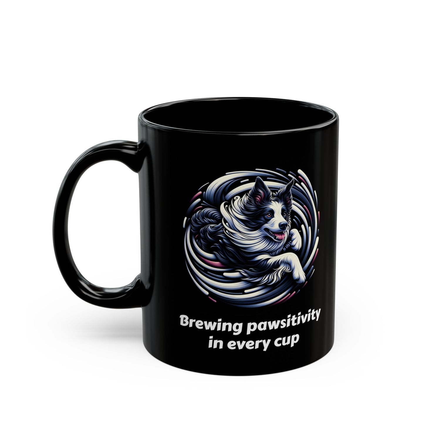 Border Collie Black Mug (11oz, 15oz), Brewing Pawsitivity In Every Cup