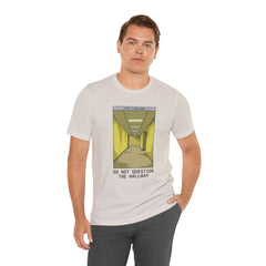 Do Not Question The Hallway T-Shirt — Retro Yellow Corridor Graphic Tee