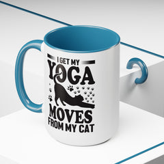 Funny Cat Graphic Mug, I Get My Yoga Moves From My Cat, Feline Mug, Pet Lover, Yoga Lover Mug, Cat Lover Mug, Gift for her, Workout Mug, Gift for Mom