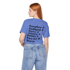 The Outsiders Shirt, Front and Back Images, Greasers Characters Shirt, Unisex Jersey Short Sleeve Tee