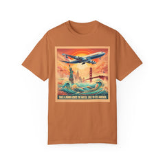 Vintage-Inspired Travel T-Shirt - 'Take a Jumbo Across the Water, Like to See America'