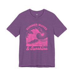 Summer Waves & Sunshine Tee — Retro Pink Surf Graphic T-Shirt