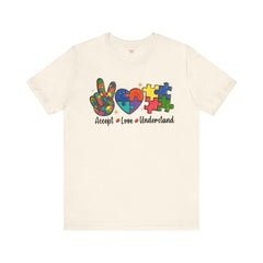Autism Awareness Unisex T-Shirt - Colorful Accept, Love, Understand Design
