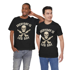 Fitness Tee | Leg Amputee Funny Skull, Everyday Leg Day Gym Shirt, Workout Top