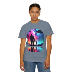 Bigfoot & Alien Nightscape T-Shirt — Sasquatch UFO Graphic Tee