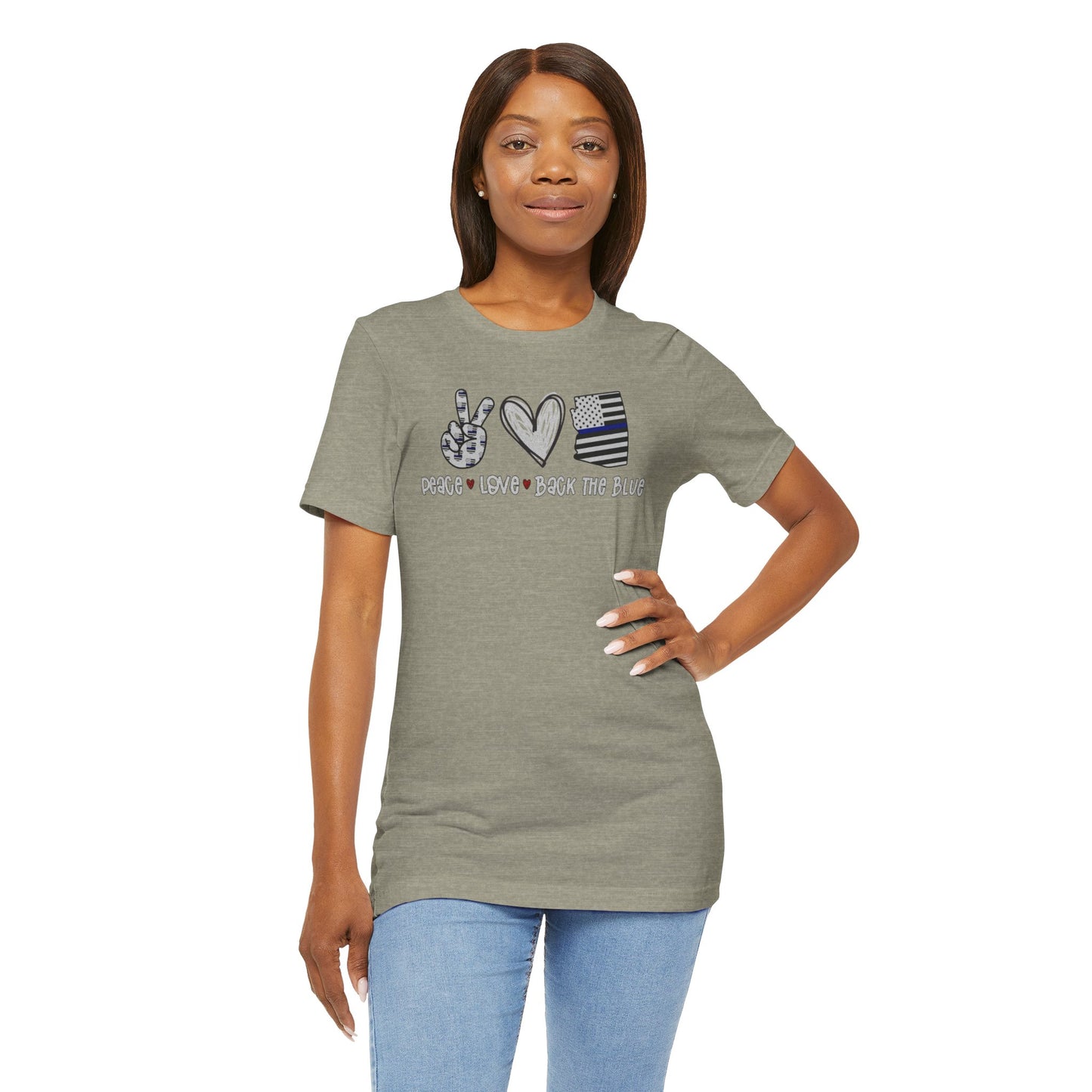 Peace Love Back The Blue in Arizona, Graphic Unisex Short Sleeve Tee