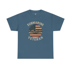 Submarine Veteran American Flag Tee | Unisex Heavy Cotton T-Shirt, Military Apparel, Veteran Gift, Patriotic Top, Casual Wear