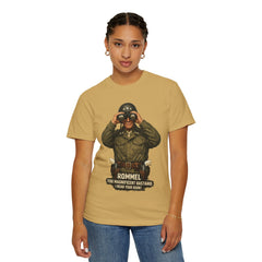 Graphic T-Shirt — Vintage WWII General George Patton Binoculars Design with "Rommel You Magnificent Bastard" Text