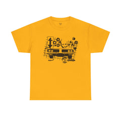 Abstract Retro Racing Car Unisex Heavy Cotton Tee | Perfect for Car Enthusiasts, Father's Day Gift, Casual Wear, Vintage Style, Unique Graphic Shirt