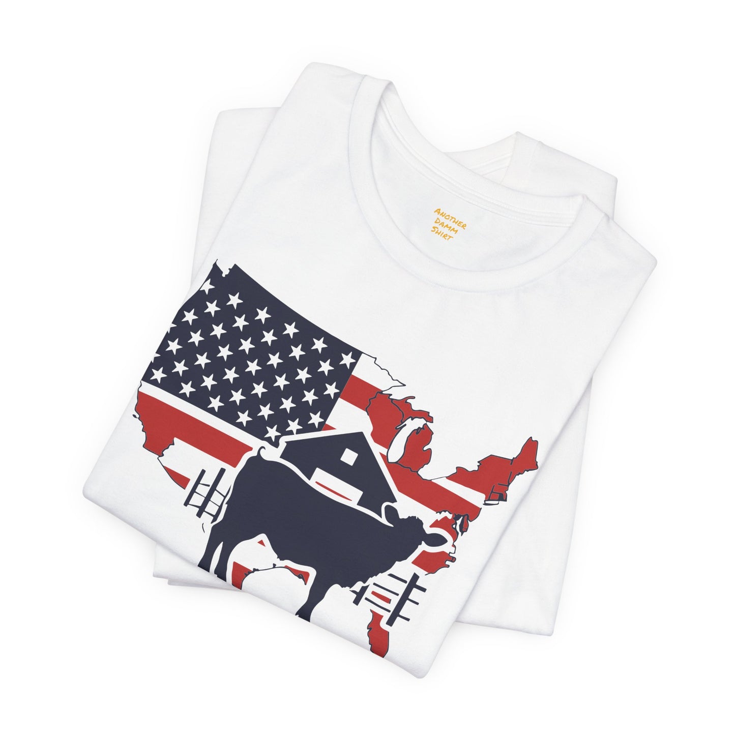 Red White and Blue Farmer Graphic, Unisex Jersey Short Sleeve Tee