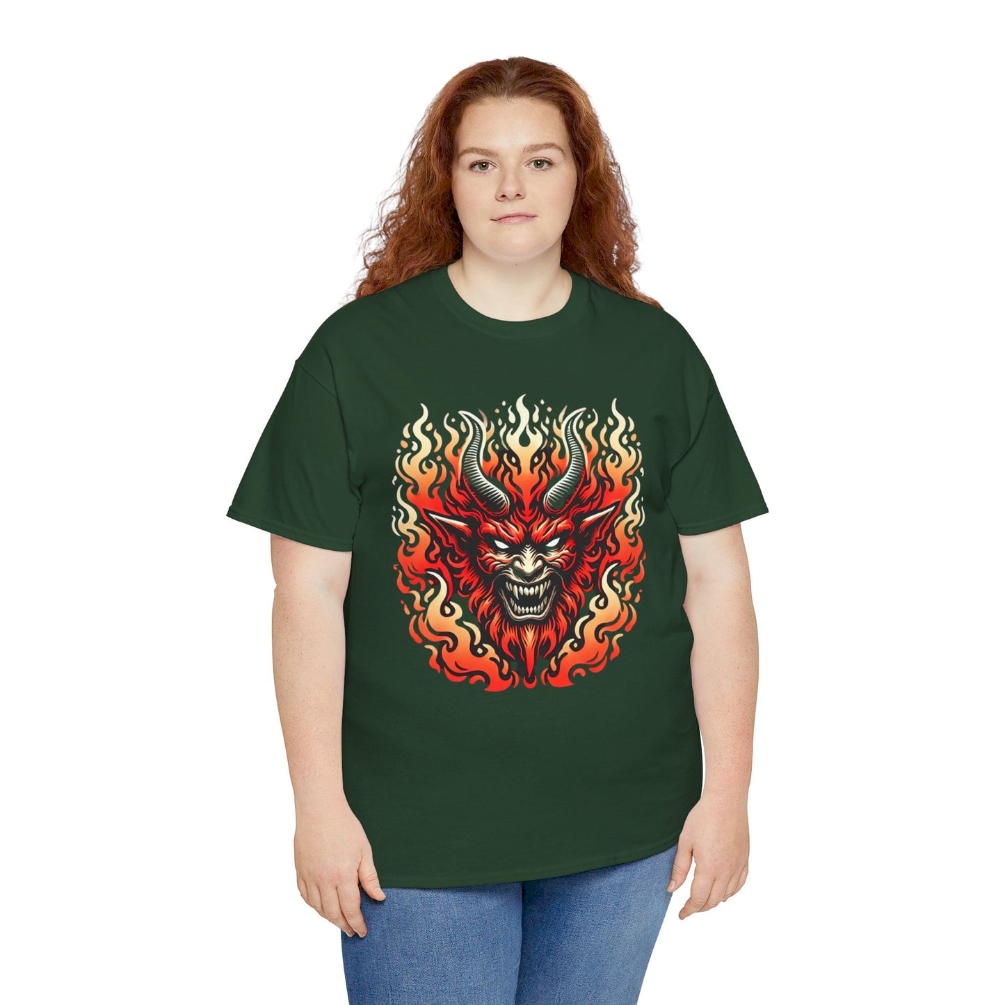 Fiery Fire Demon - Graphic Unisex Heavy Cotton Tee