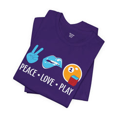 PEACE LOVE play BILLARD - Graphic Unisex Jersey Short Sleeve Tee