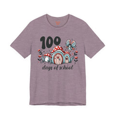 100 DAYS OF SCHOOL Toadstool House - Unisex Short Sleeve Tee | Elementary School Holiday, Teacher Apparel, Kids Motivation, Teacher Sarcasm