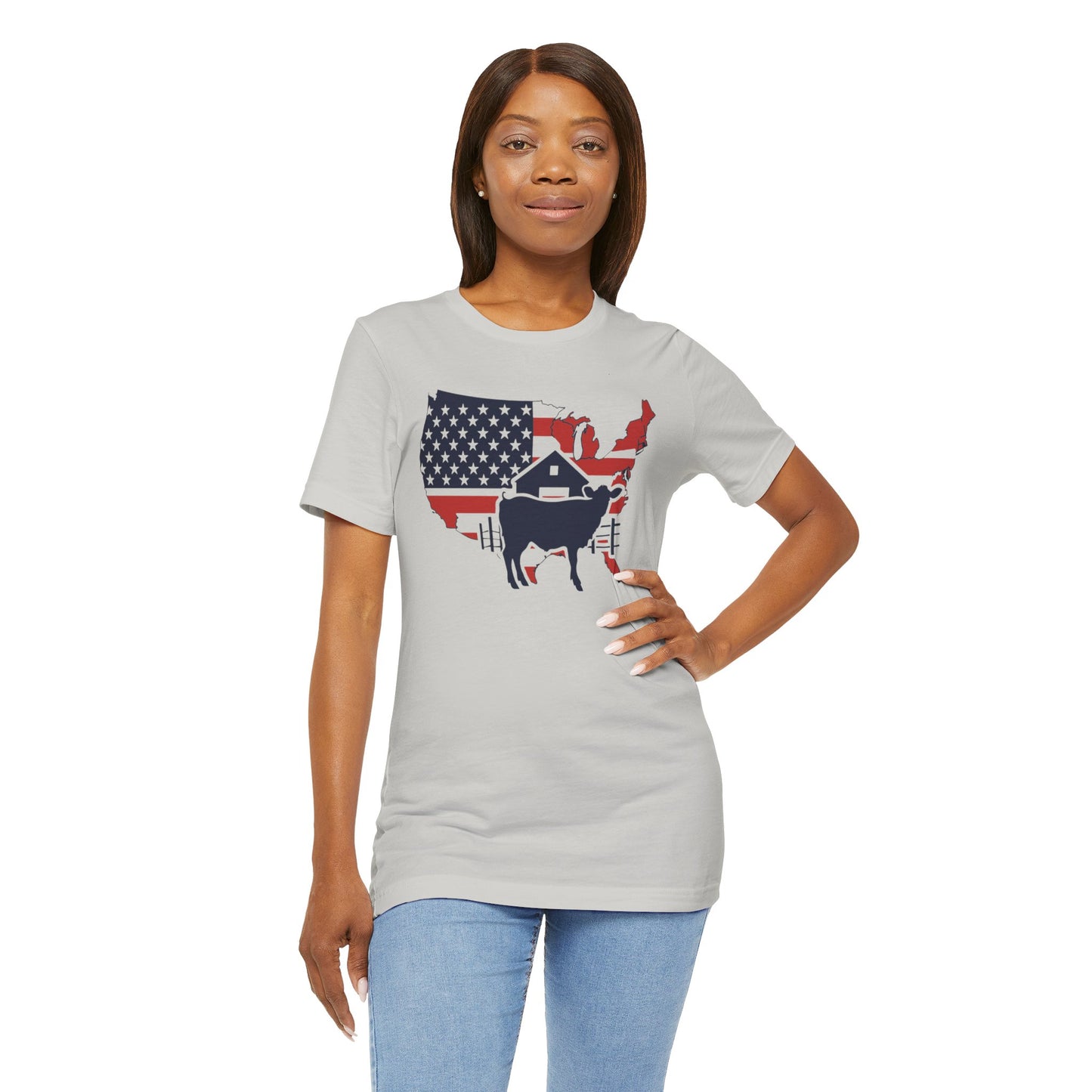 Red White and Blue Farmer Graphic, Unisex Jersey Short Sleeve Tee