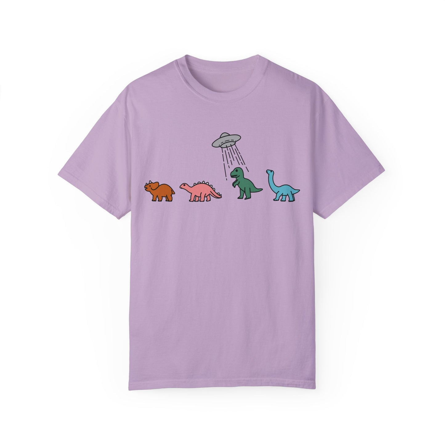 Dinosaur UFO Retro Unisex Garment-Dyed T-shirt