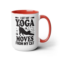 Funny Cat Graphic Mug, I Get My Yoga Moves From My Cat, Feline Mug, Pet Lover, Yoga Lover Mug, Cat Lover Mug, Gift for her, Workout Mug, Gift for Mom