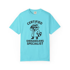 Certified Shenanigans Specialist T-shirt, Funny Tee, Unique Gift for Raccoon Lovers, Casual Wear, Birthday, Party Shirt
