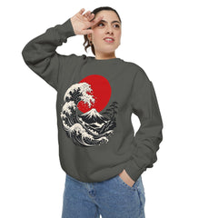 Japanese Wave and Red Sun Comfort Colors Sweatshirt