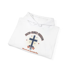 Faith & Freedom Cross Hoodie | Patriotic, Faith-Based July 4th Vintage Americana