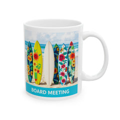 Surfboard meeting Floral Ceramic Mug - Beach Vibes for Coffee Lovers