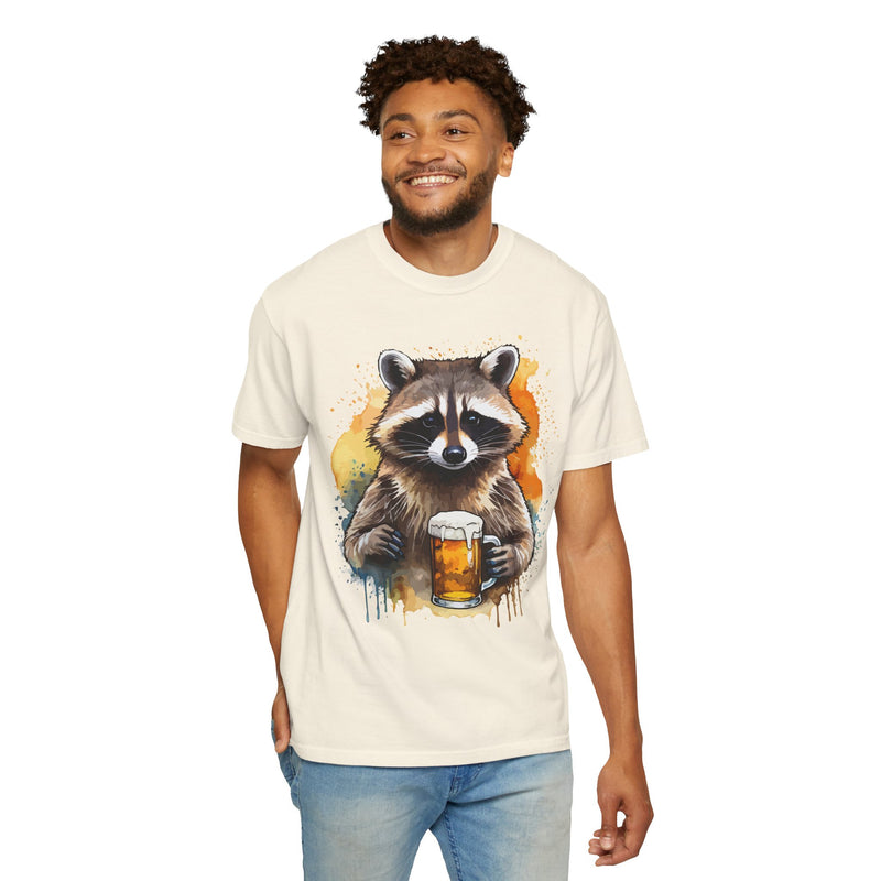 Raccoon with Beer Mug T-Shirt — Funny Beer Animal Tee