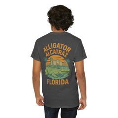 Alligator Alcatraz Unisex Heavy Cotton Tee, Florida Souvenir Shirt, Travel Gift, Vintage Style Tee, Nature Lover Apparel