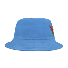 Unisex Bucket Hat - Russell Sage College Mascot Characters Purple Cow, Red Devil, Golden Horseshoe, Blue Angel