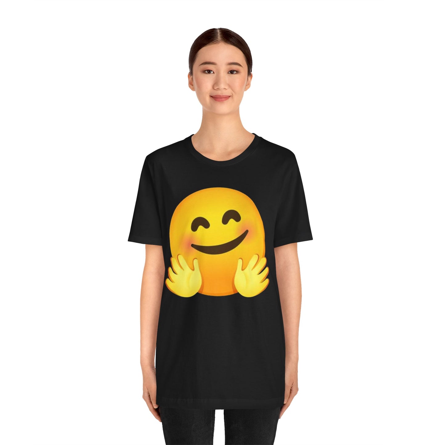 Emoji With Hugging Hands - Graphic Unisex Jersey Short Sleeve Tee