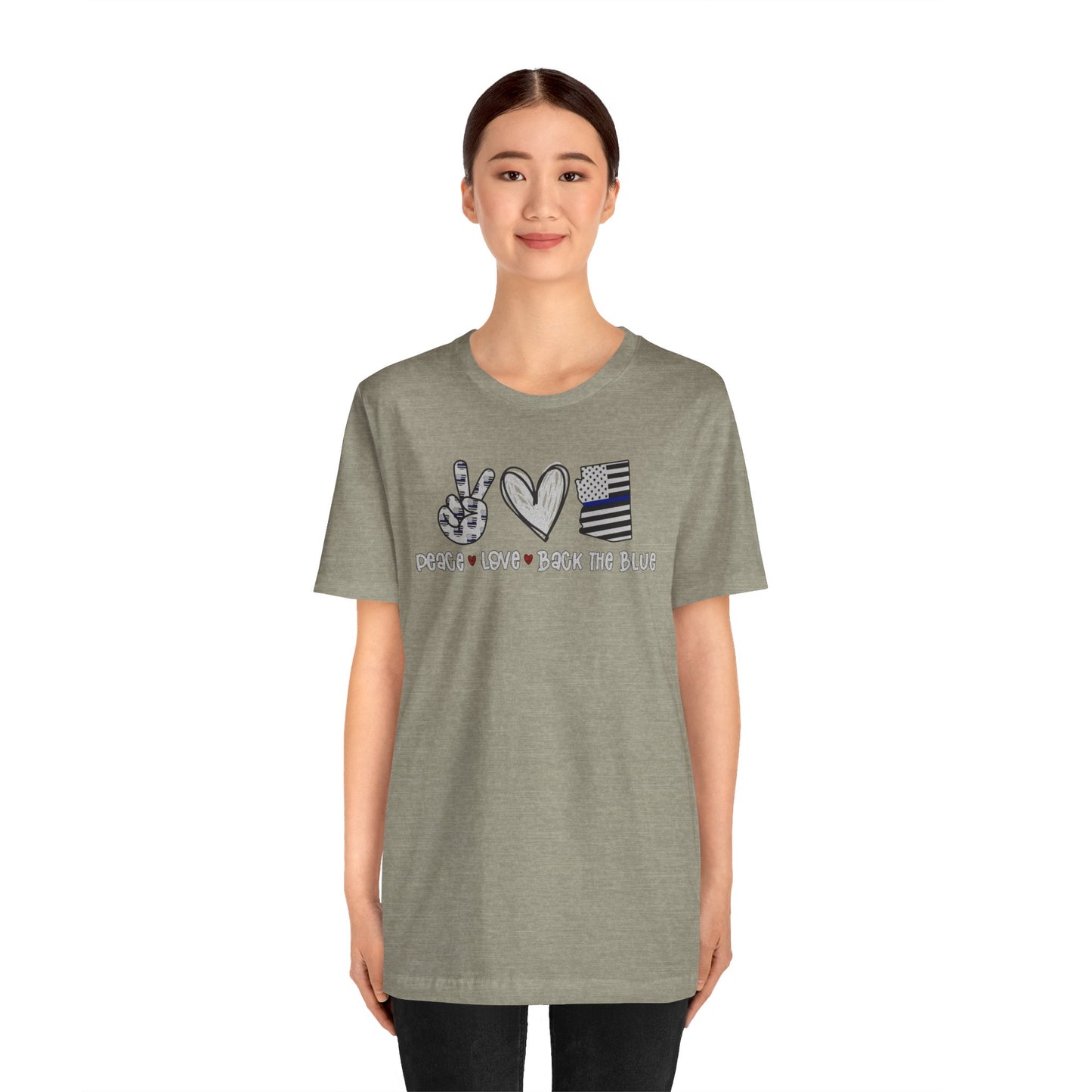 Peace Love Back The Blue in Arizona, Graphic Unisex Short Sleeve Tee