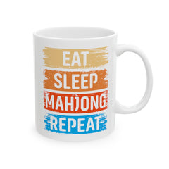 Eat Sleep Mahjong Repeat mug, funny mahjong gift, ceramic mug, 11oz mug,15oz mug, gift for player, mahjong lover gift, gift for her
