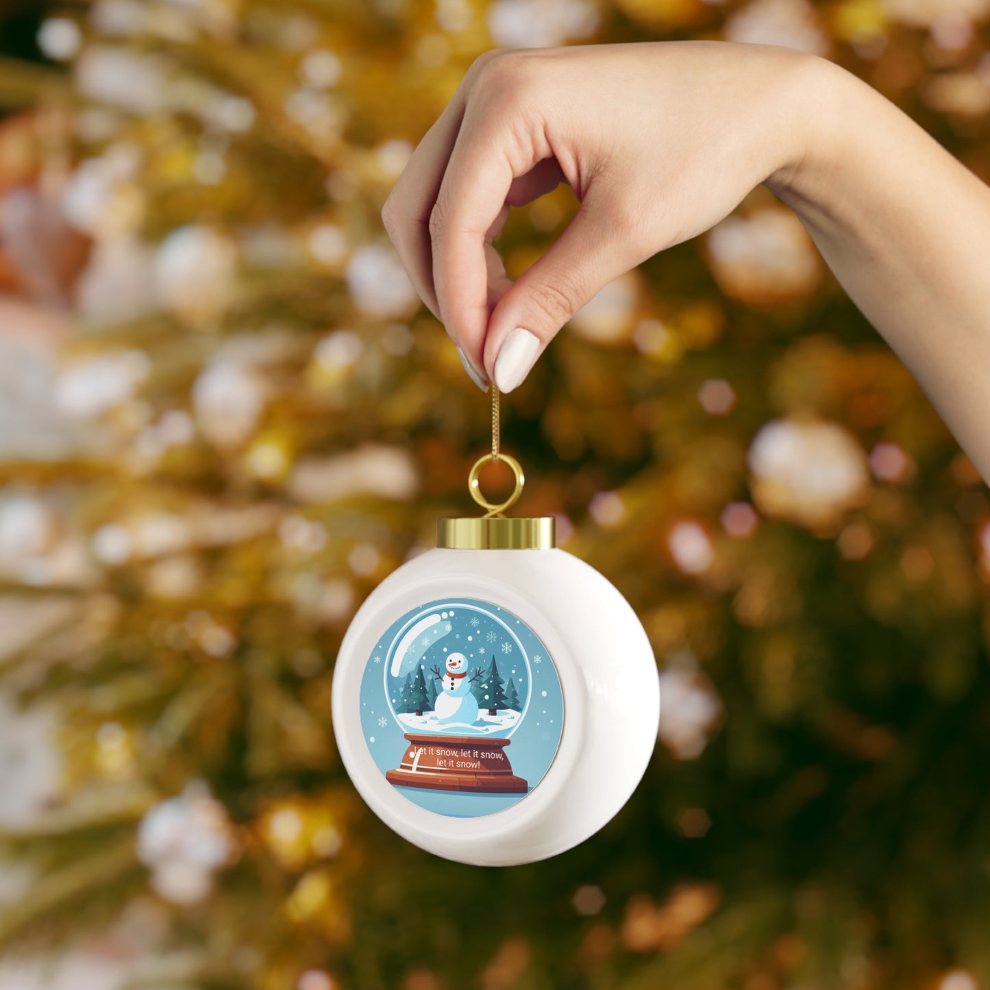 Let it snow, let it snow, let it snow - snow globe Snowman - Personalized Christmas Ball Ornament