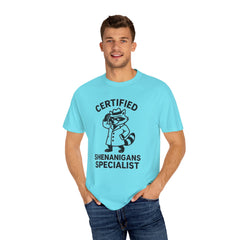 Certified Shenanigans Specialist T-shirt, Funny Tee, Unique Gift for Raccoon Lovers, Casual Wear, Birthday, Party Shirt