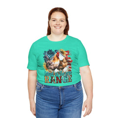 Land Of The Free RANGE Chicken Graphic, Unisex Jersey Short Sleeve Tee
