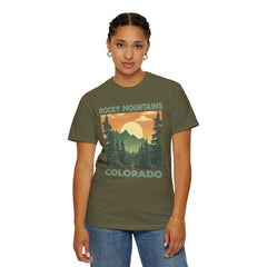 Rocky Mountains Colorado Graphic, Comfort Colors Soft Relaxed Fit Unisex Garment-Dyed T-shirt