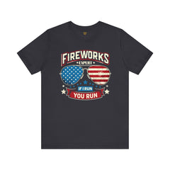 Fireworks Expert, If I Run You Run, Sunglasses  Graphic, Unisex Jersey Short Sleeve Tee