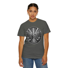 Don;t Stop Believing Subway Reflection T-Shirt — Vintage Black & White Urban Photo Tee