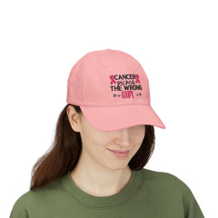Cancer Picked the Wrong Girl Dad Cap – Breast Cancer Survivor Support Hat
