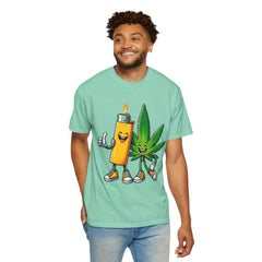 Vintage 'Lighter & Weed' Graphic T-Shirt — Relaxed Stoner/Cannabis Tee