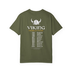 Viking World Tour T-Shirt, Garment-Dyed Apparel, Unisex Graphic Tee, Norse Mythology Gift, Festival Attire, Casual Wear