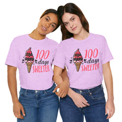 100 Days of School Unisex Tee | Elementary School, Ice Cream, Teacher Apparel