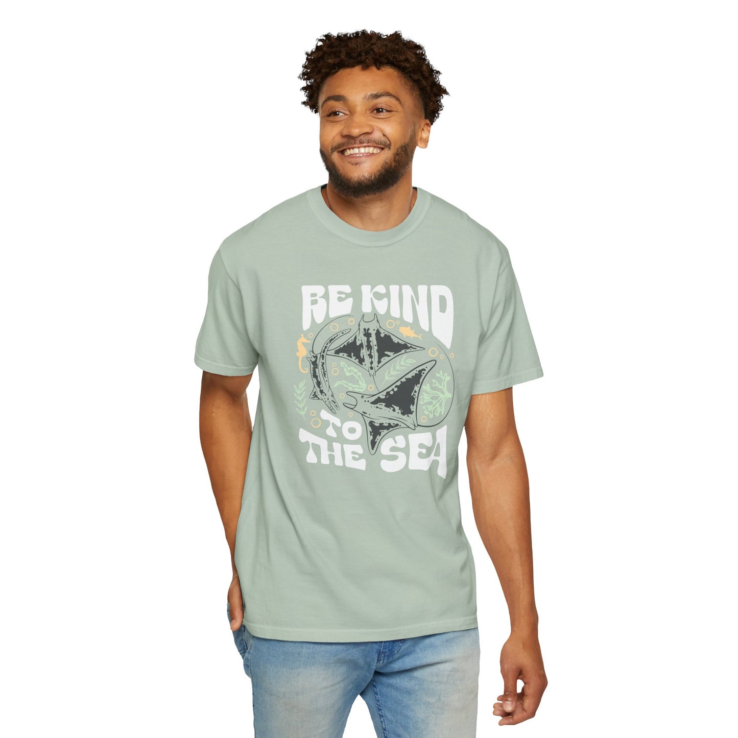 Sting Rays, Be Kind To The Sea -  Graphic Unisex Garment-Dyed T-shirt