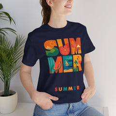 Summer Graphic Tee — Colorful Tropical "SUMMER" Typography T-Shirt