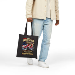 Tote Bag — USS Andrew Jackson SSBN-619 Patriotic Submarine Canvas Tote ("One Man With Courage Makes A Majority")
