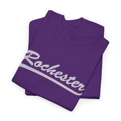 Rochester Unisex Heavy Cotton Tee - Retro Dunder Mifflin Design for Nostalgic Fans