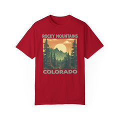 Rocky Mountains Colorado Graphic, Comfort Colors Soft Relaxed Fit Unisex Garment-Dyed T-shirt