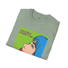 Pop Art Gal T-Shirt featuring Blue Hair and Red Lips Unisex Soft Style Shirt