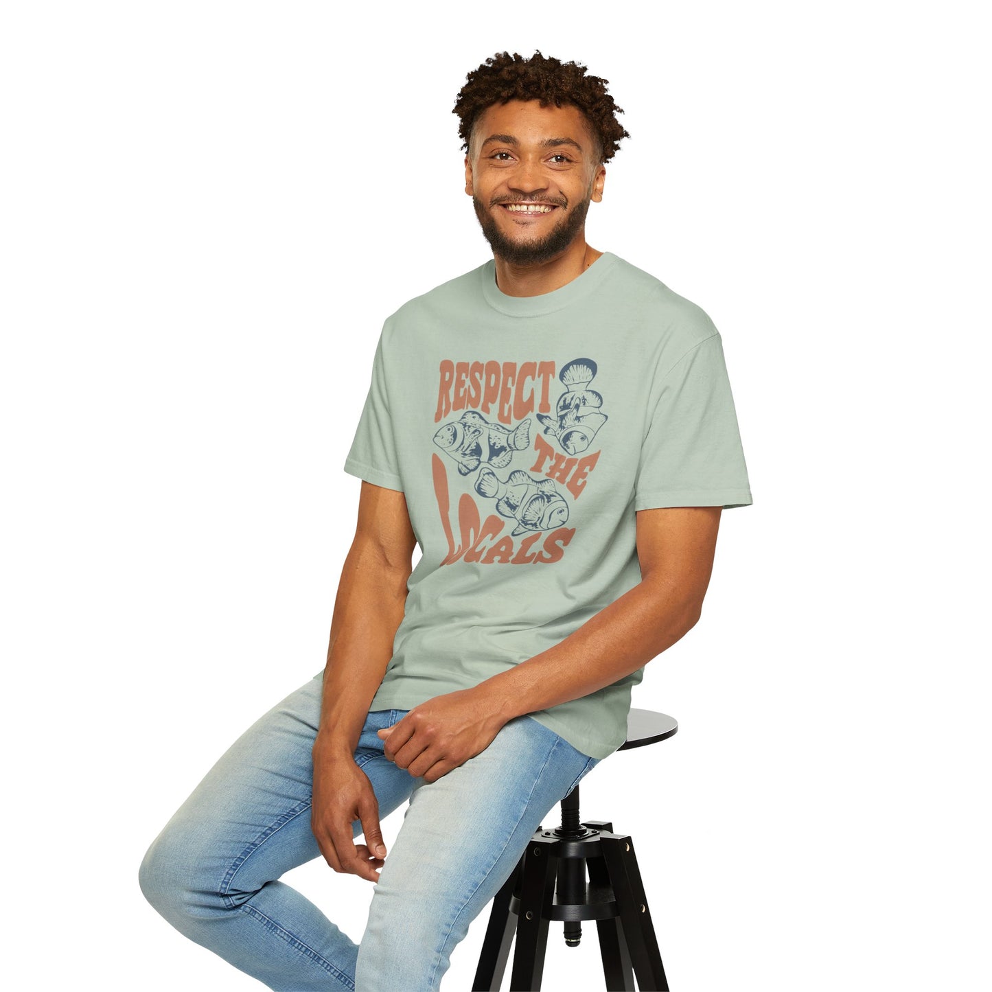 Clown Fish, Respect The Locals -  Graphic Unisex Garment-Dyed T-shirt