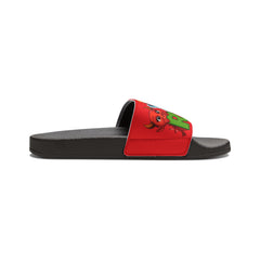Russell Sage College Mascot Characters Graphic Women's Summer Slide Sandals -  Purple Cow, Red Devil, Golden Horseshoe, Blue Angel