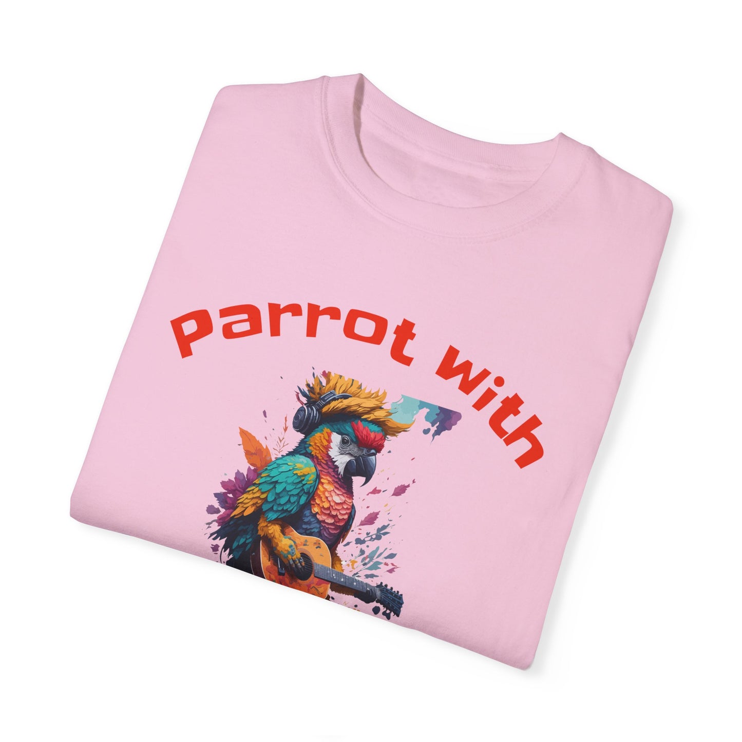 Parrot With A Playlist - Unisex Garment-Dyed T-shirt