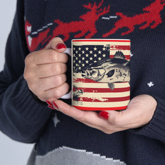 Fishing Themed Graphic Mug, USA Ceramic Mug, 11oz, 15oz. Gift for him, gift for dad, Birthday gift mug, fishing mug, Fathers Day Mug